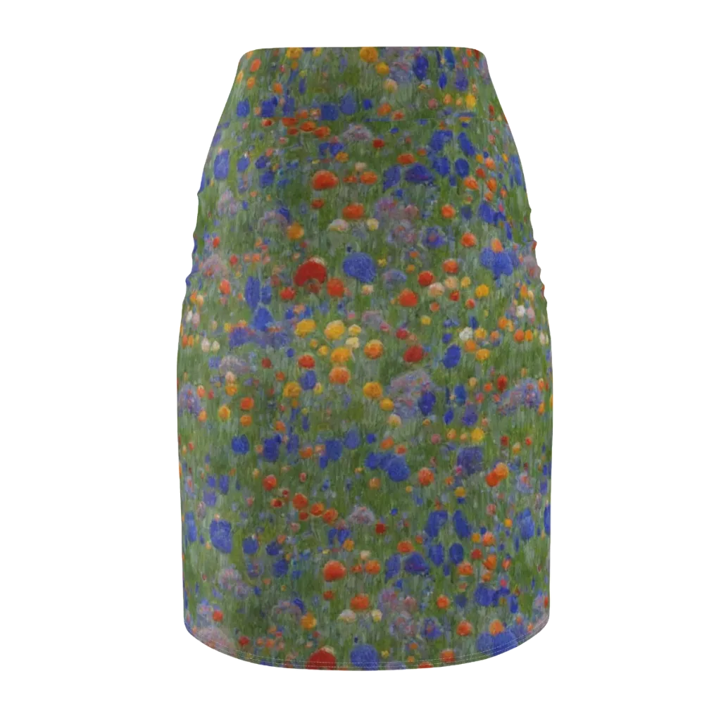 Meadow in Motion on Pencil Skirt — Back