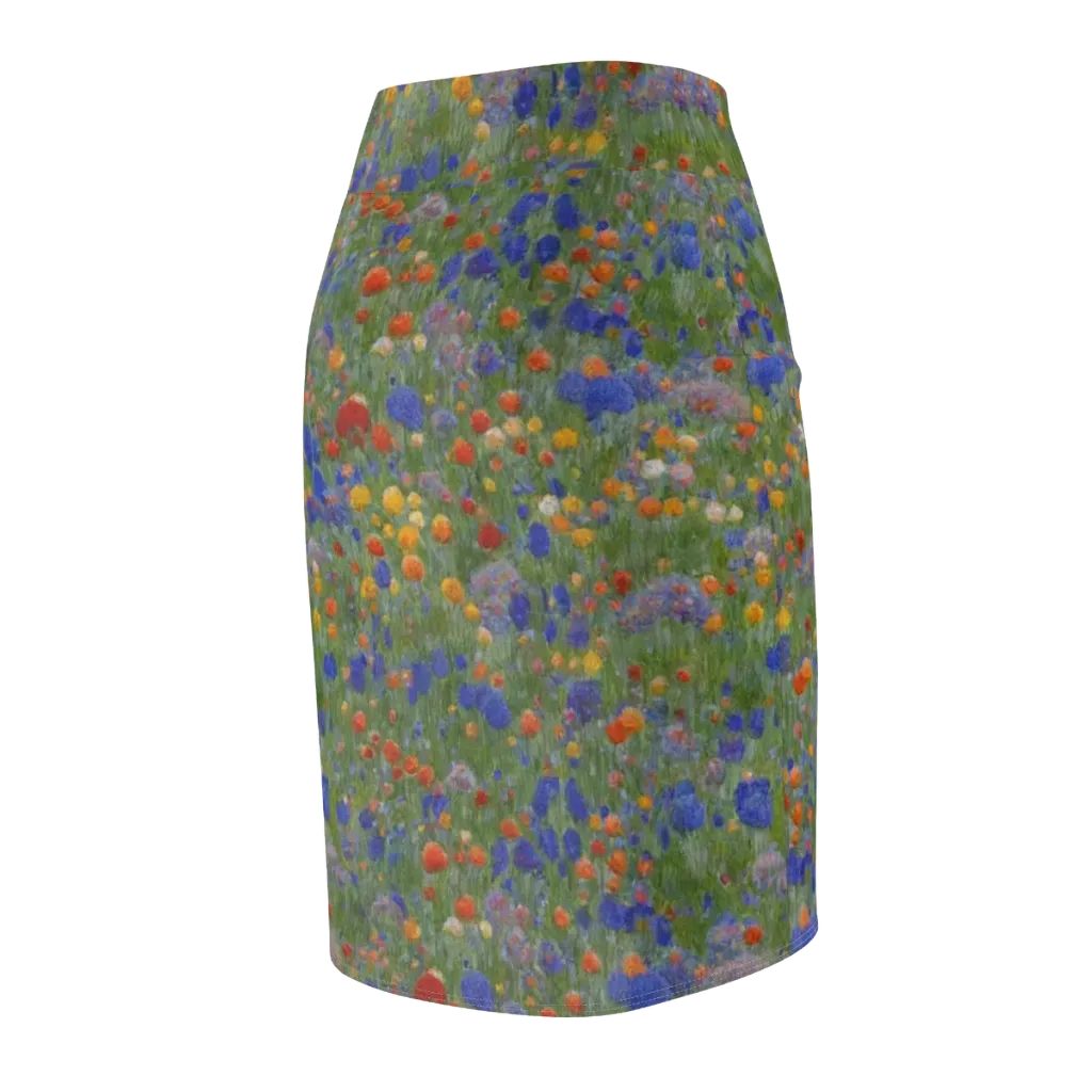 Meadow in Motion on Pencil Skirt — Back Side