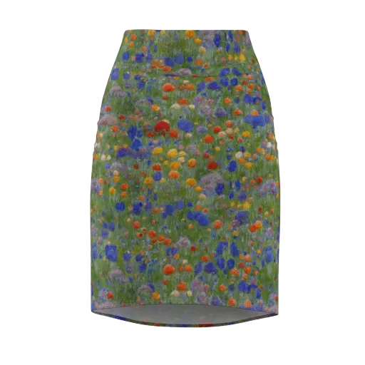 Meadow in Motion on a Pencil Skirt