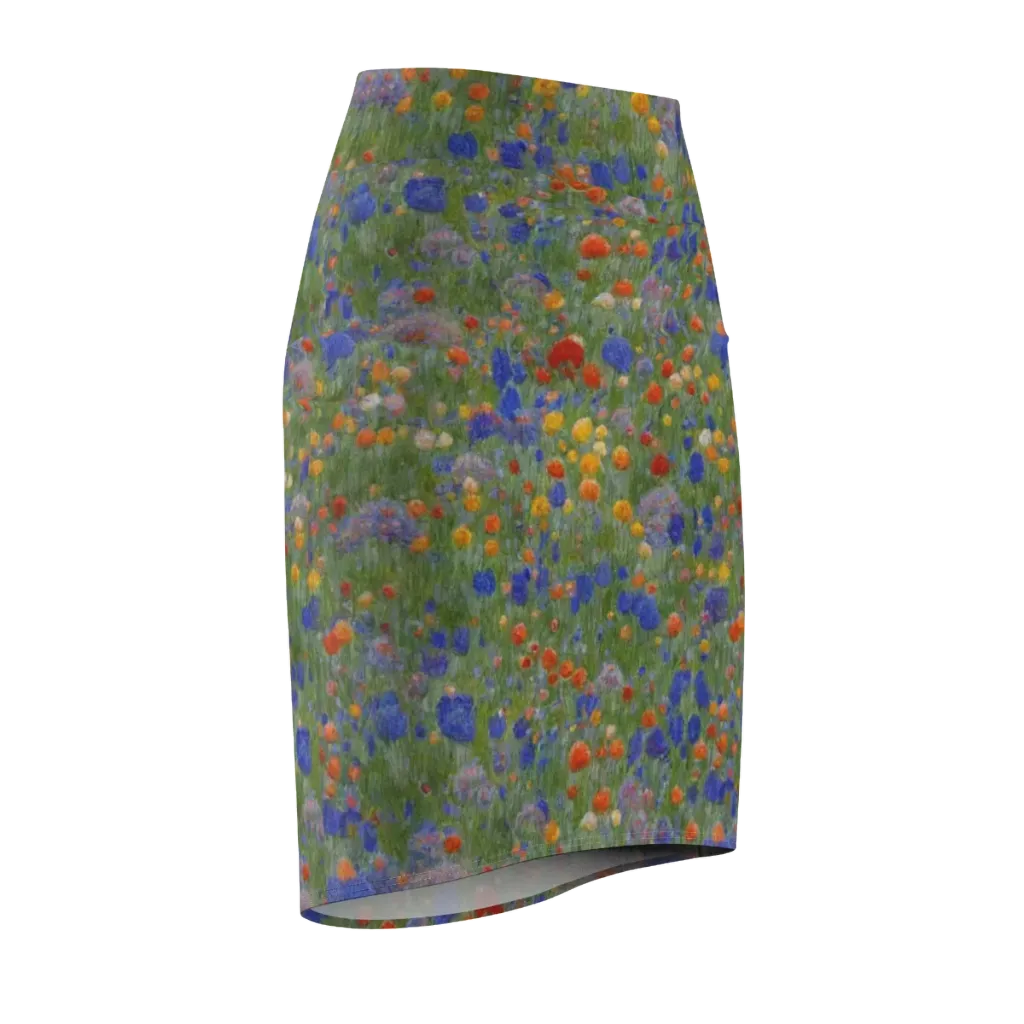 Meadow in Motion on Pencil Skirt — Front Side