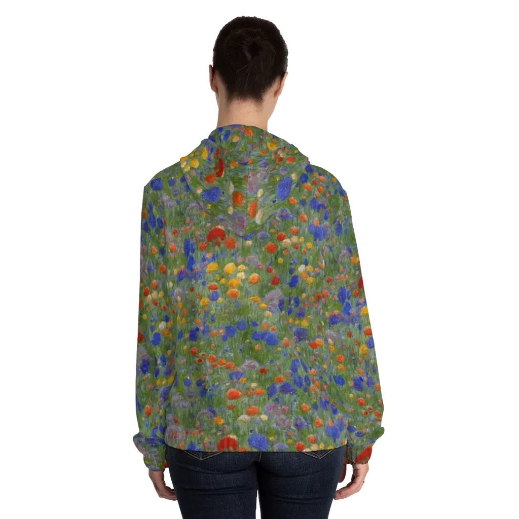 Meadow in Motion on Women's Full-Zip Hoodie — Back On Person