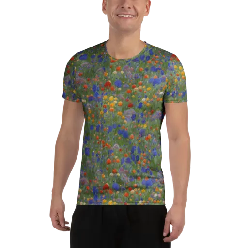Meadow in Motion on a Men's Athletic T-Shirt