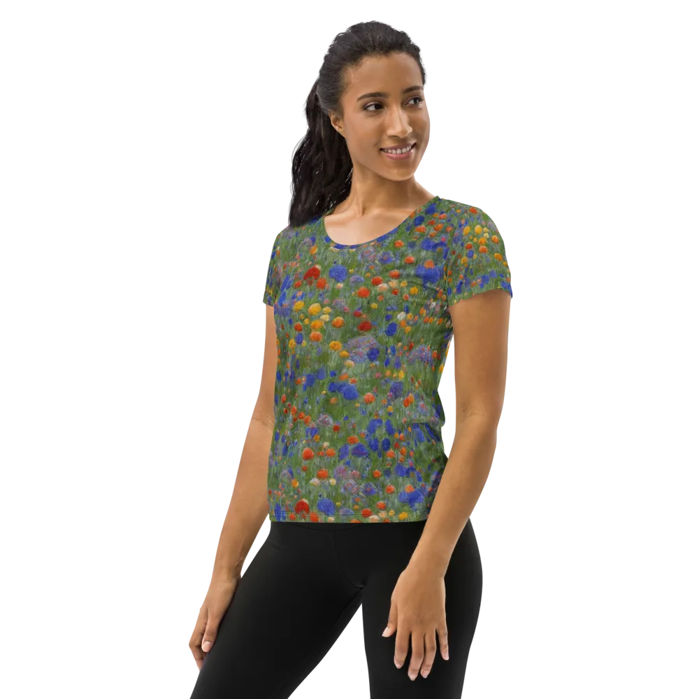 Meadow in Motion on Women's Athletic T-Shirt — Left