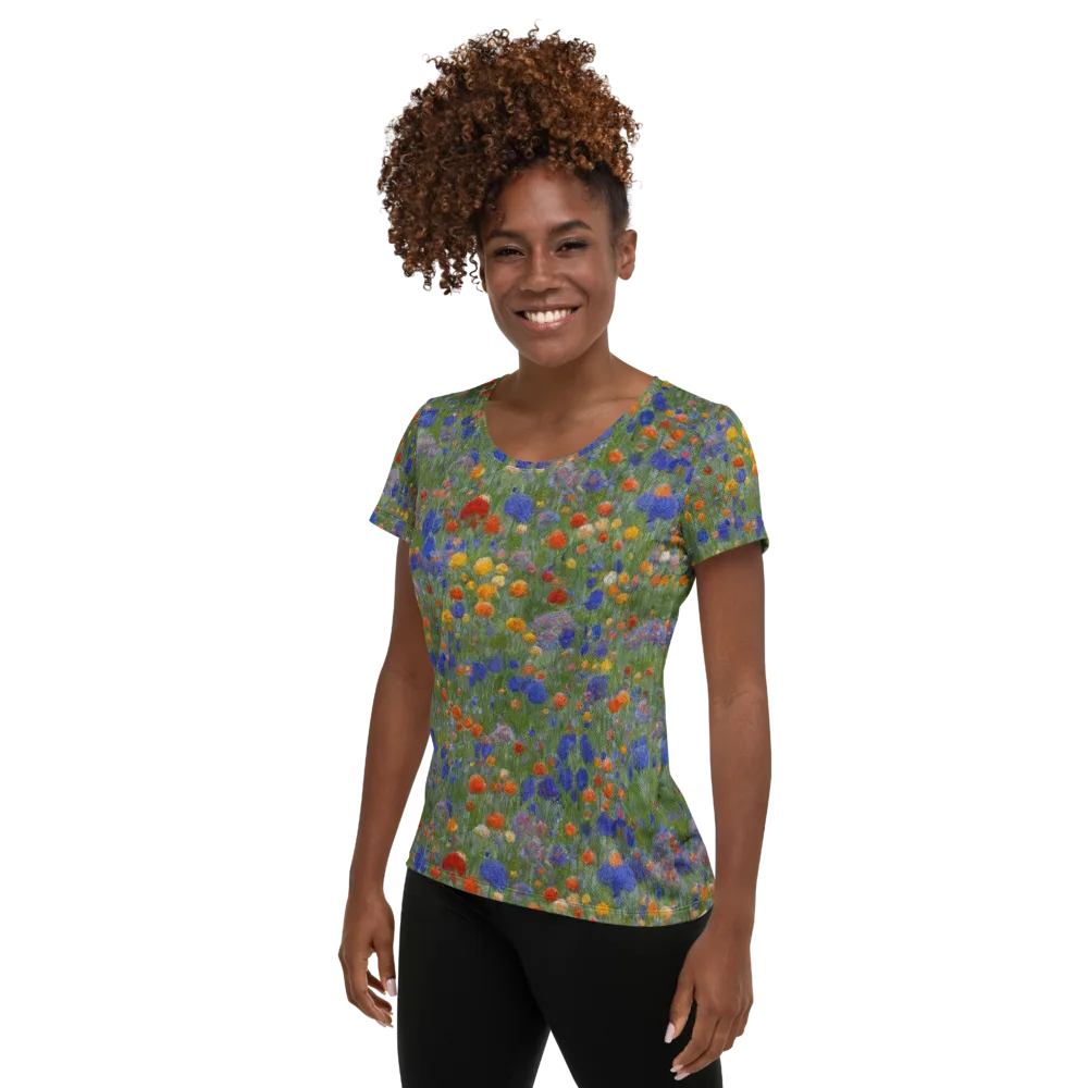 Meadow in Motion on Women's Athletic T-Shirt — Left