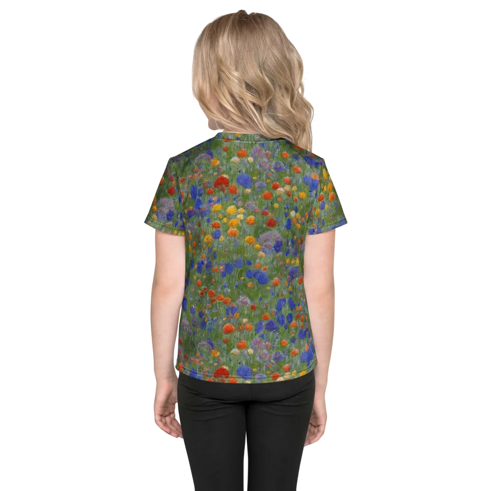 Meadow in Motion on Kids Crew Neck T-Shirt — Back