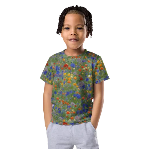 Meadow in Motion on a Kids Crew Neck T-Shirt