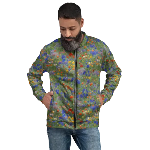 Meadow in Motion on a Bomber Jacket