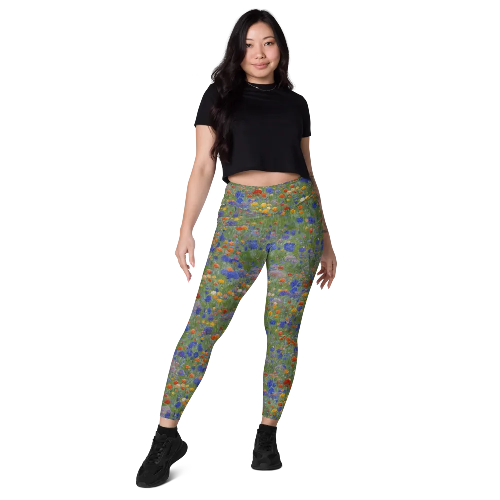 Meadow in Motion on Leggings with Pockets — Front