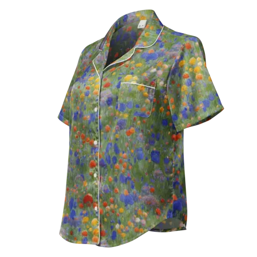 Meadow in Motion on a Women's Short Sleeve Pajama Top