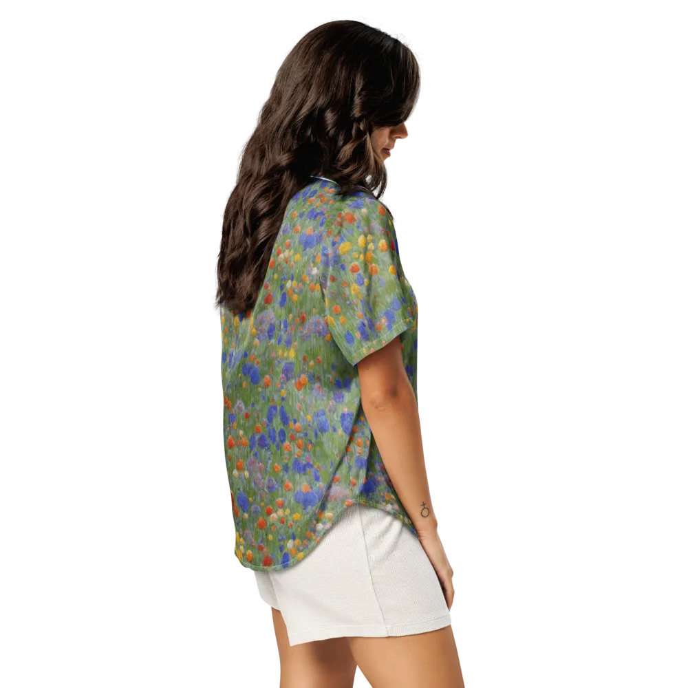 Meadow in Motion on Women's Short Sleeve Pajama Top — Right Back