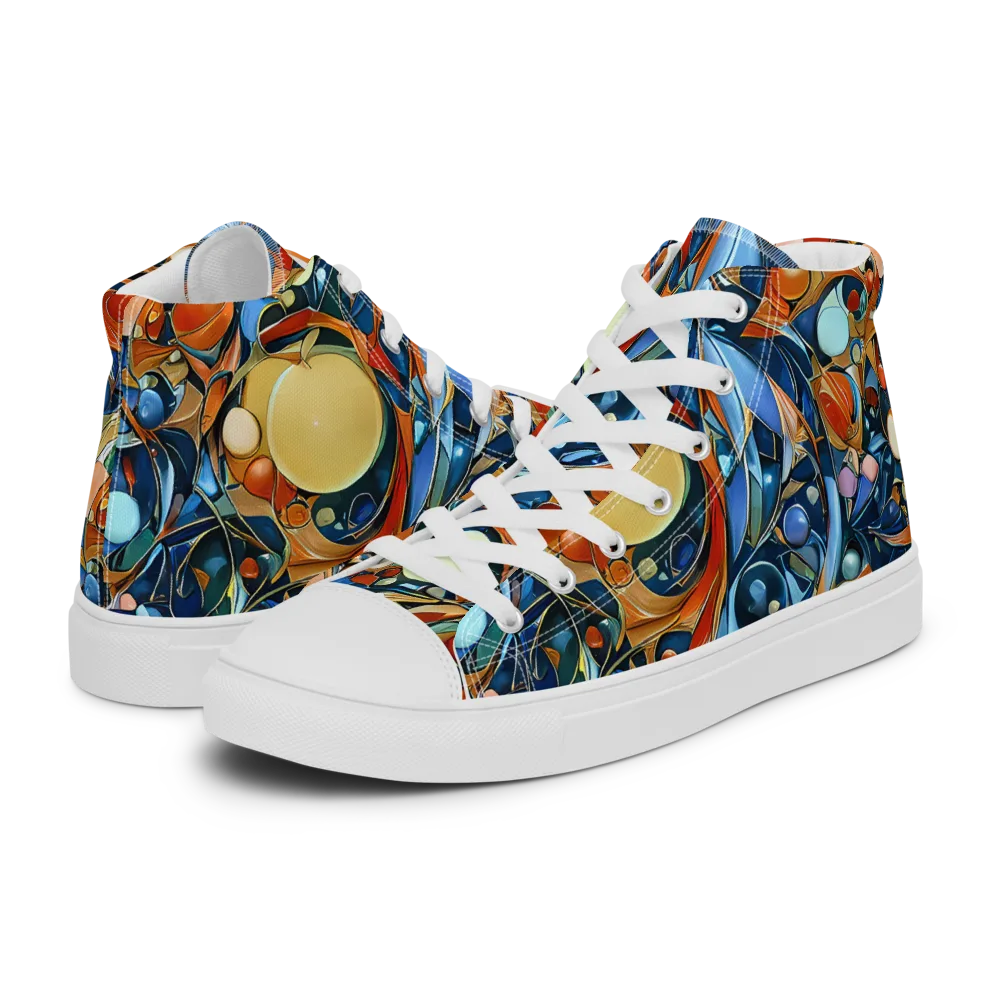 Orbital Rhapsody on Men's High Top Canvas Shoes — Left