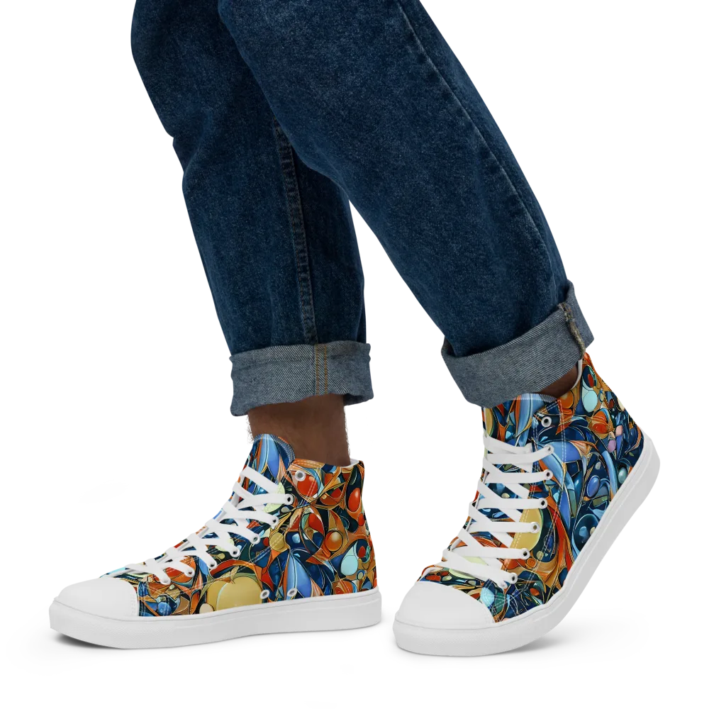 Orbital Rhapsody on Men's High Top Canvas Shoes — Left