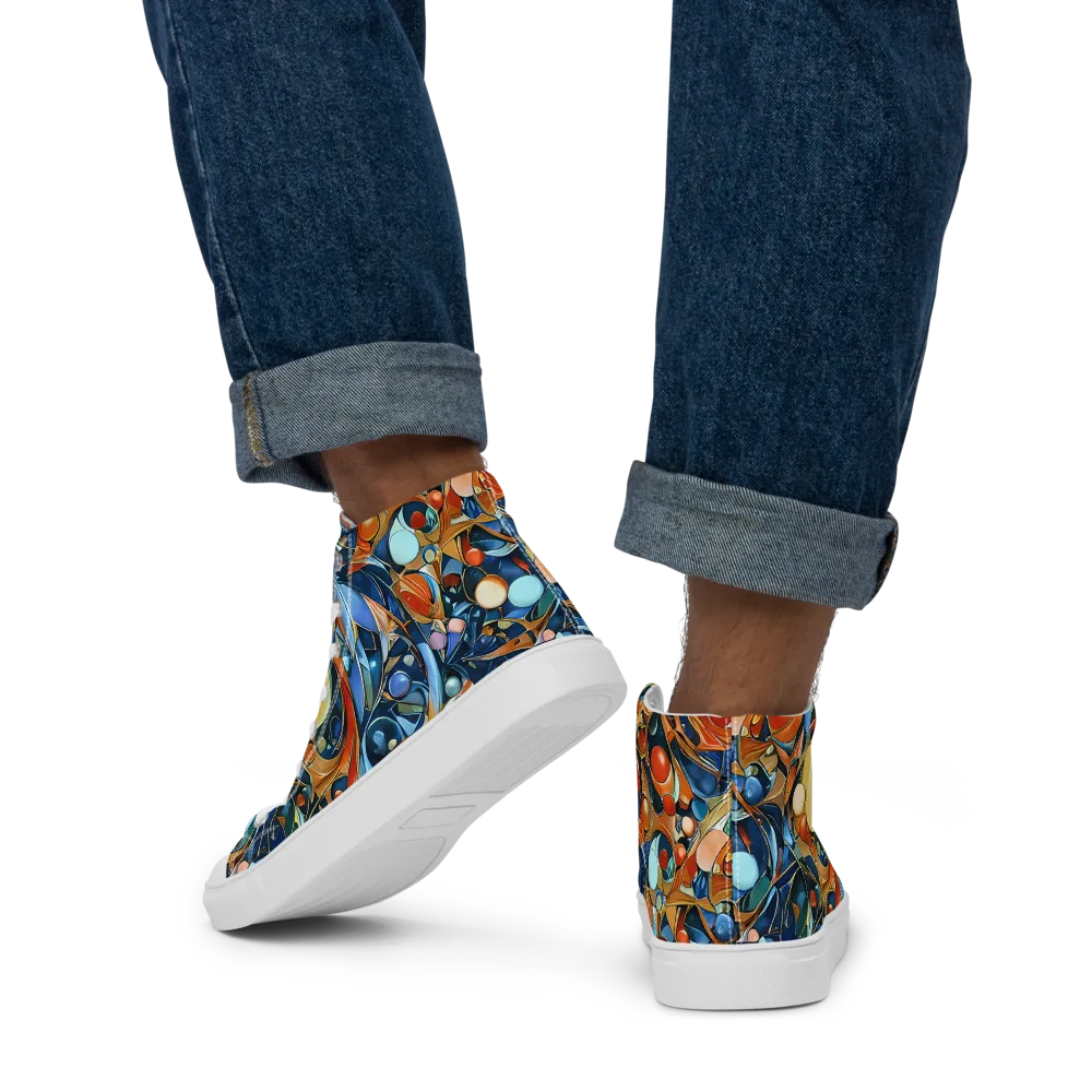Orbital Rhapsody on Men's High Top Canvas Shoes — Back