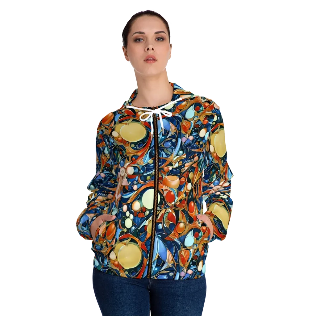 Orbital Rhapsody on Women's Full-Zip Hoodie — Front On Person