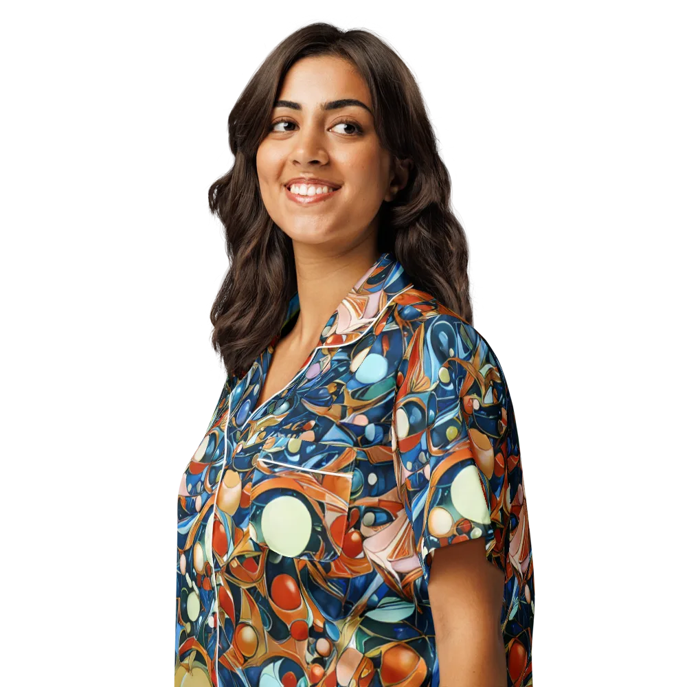 Orbital Rhapsody on Women's Short Sleeve Pajama Top — Left Front