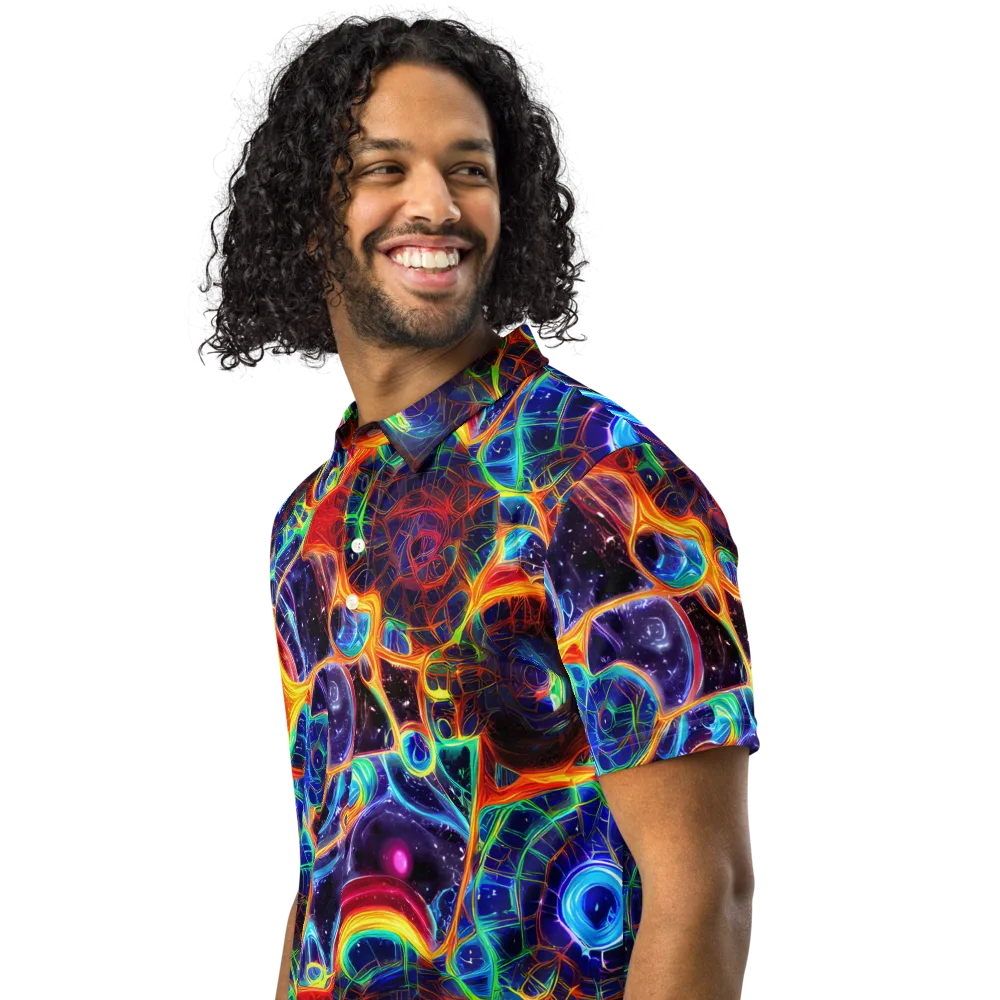 Radiant Cosmos on Men's Slim Fit Polo Shirt — Left Front