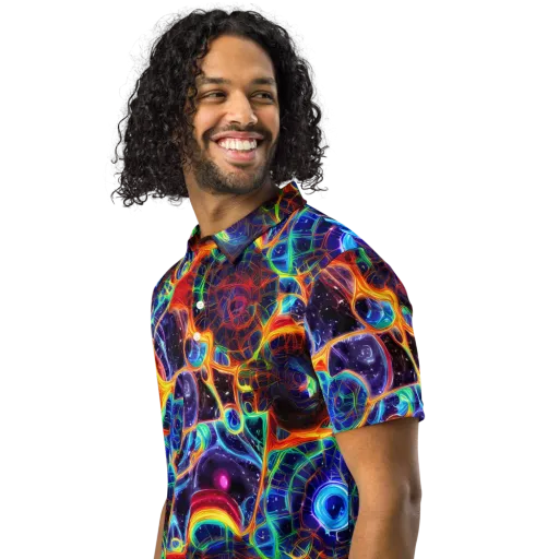Radiant Cosmos on a Men's Slim Fit Polo Shirt