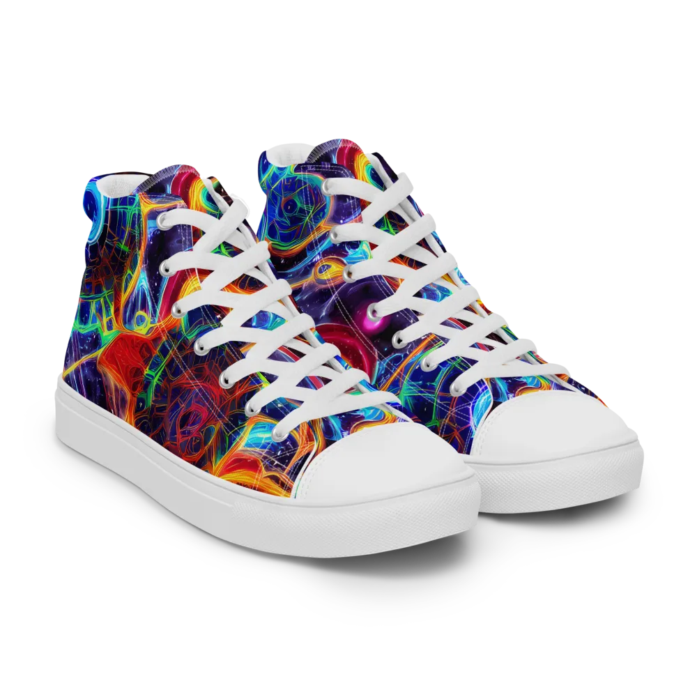 Radiant Cosmos on Men's High Top Canvas Shoes — Right Front
