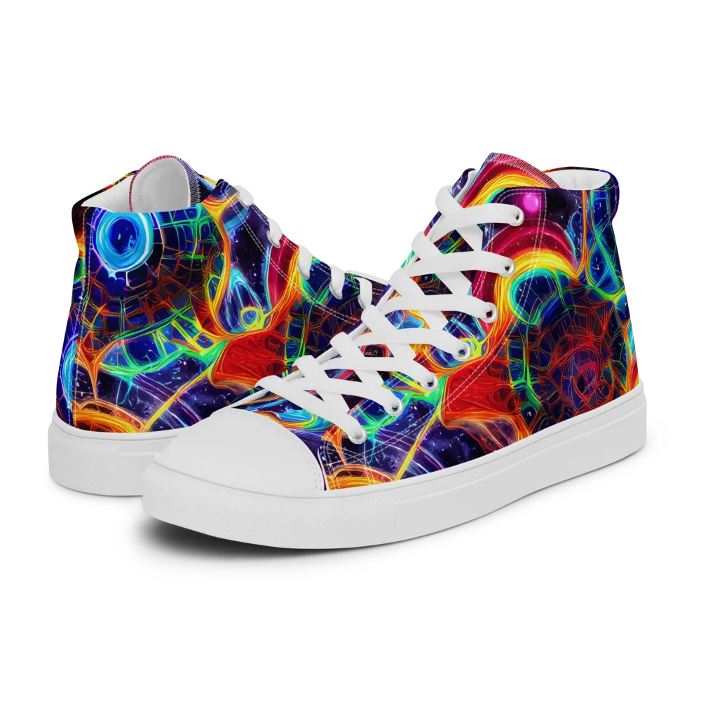 Radiant Cosmos on Men's High Top Canvas Shoes — Left
