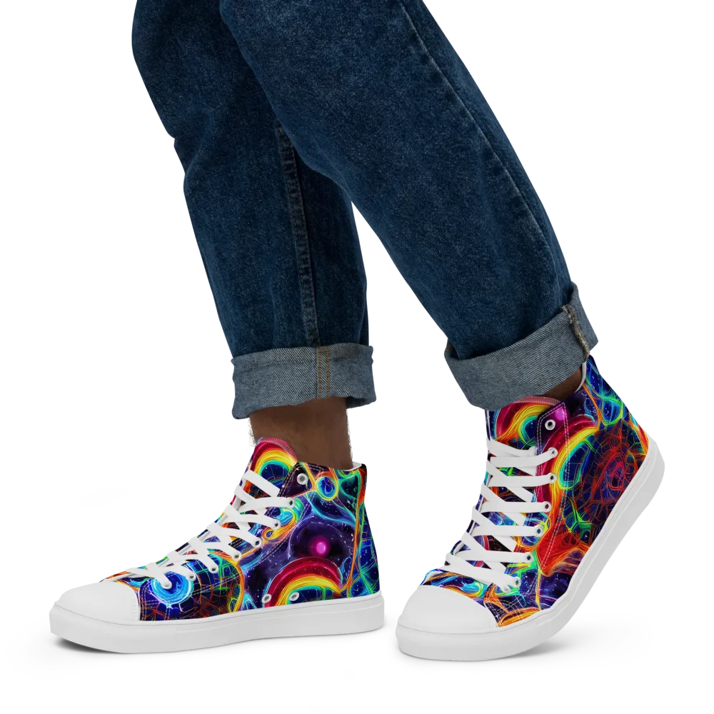 Radiant Cosmos on Men's High Top Canvas Shoes — Left
