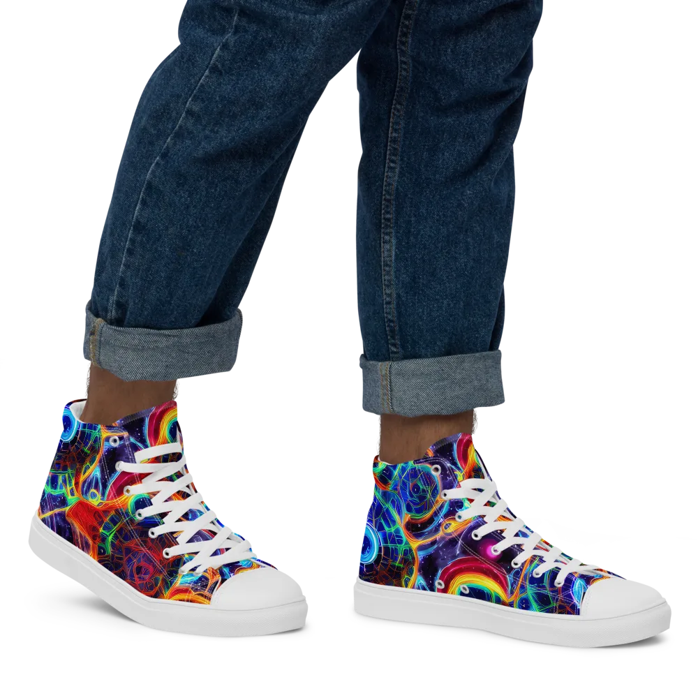 Radiant Cosmos on Men's High Top Canvas Shoes — Right