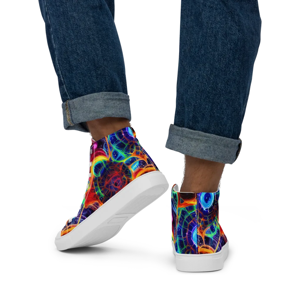 Radiant Cosmos on Men's High Top Canvas Shoes — Back