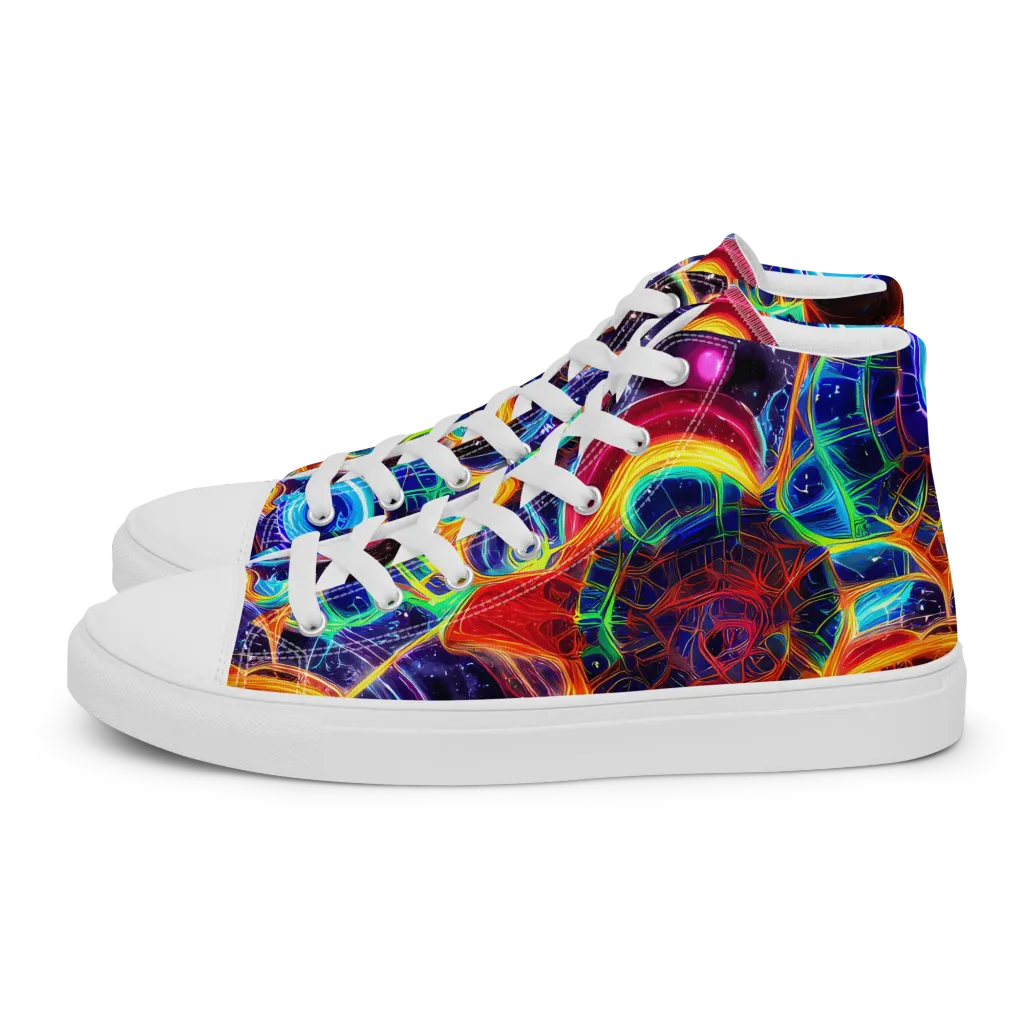 Radiant Cosmos on Women's High Top Canvas Shoes — Left