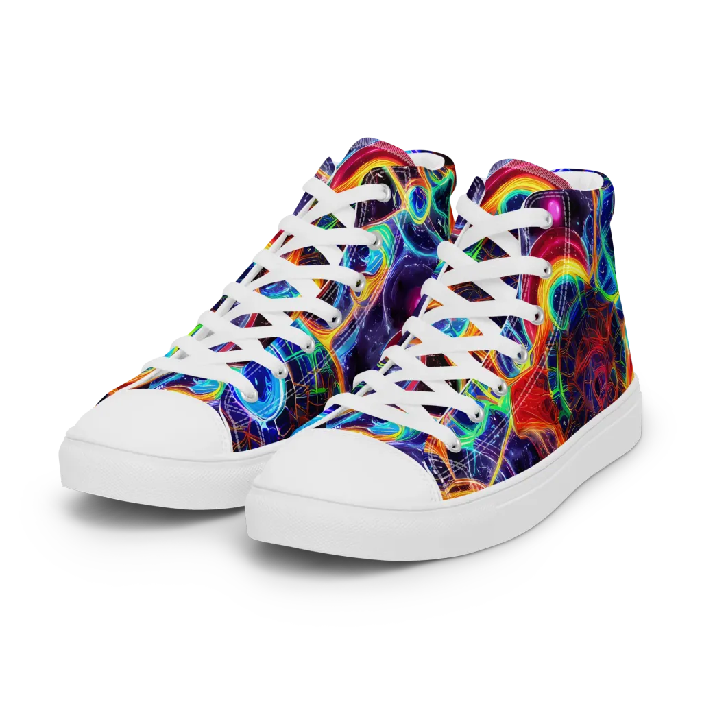 Radiant Cosmos on Women's High Top Canvas Shoes — Left Front