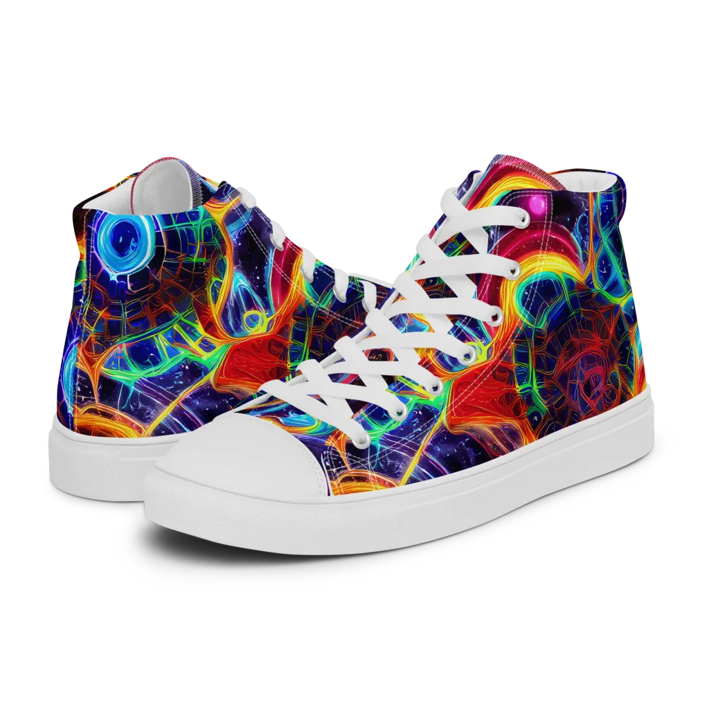 Radiant Cosmos on Women's High Top Canvas Shoes — Left