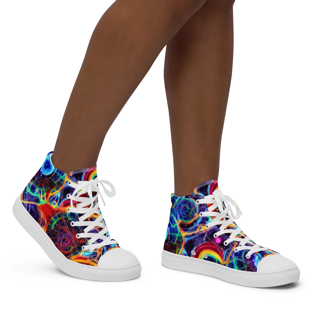 Radiant Cosmos on Women's High Top Canvas Shoes — Right