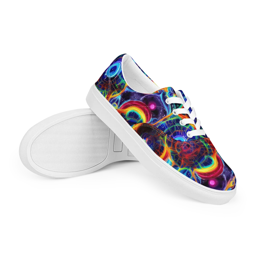 Radiant Cosmos on Men's Lace-Up Canvas Shoes — Right Front
