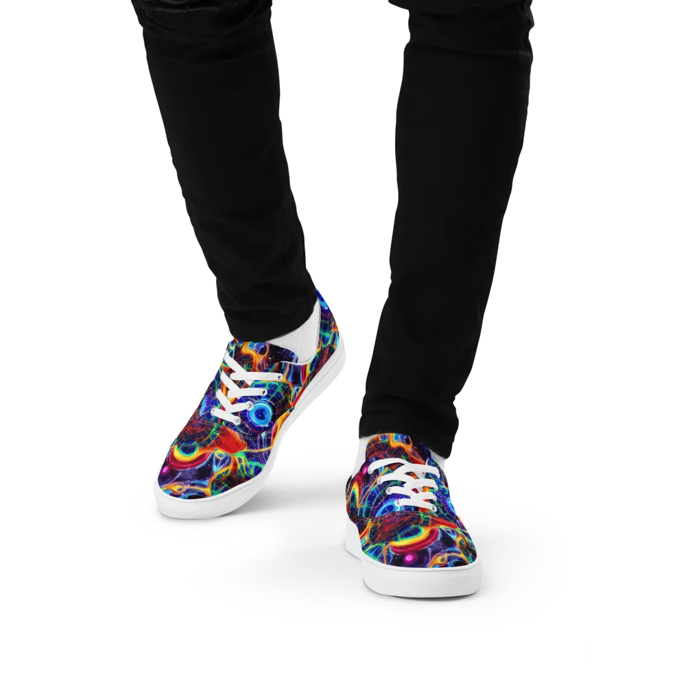 Radiant Cosmos on Men's Lace-Up Canvas Shoes — Front
