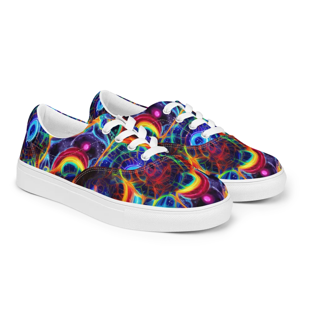 Radiant Cosmos on Men's Lace-Up Canvas Shoes — Right Front