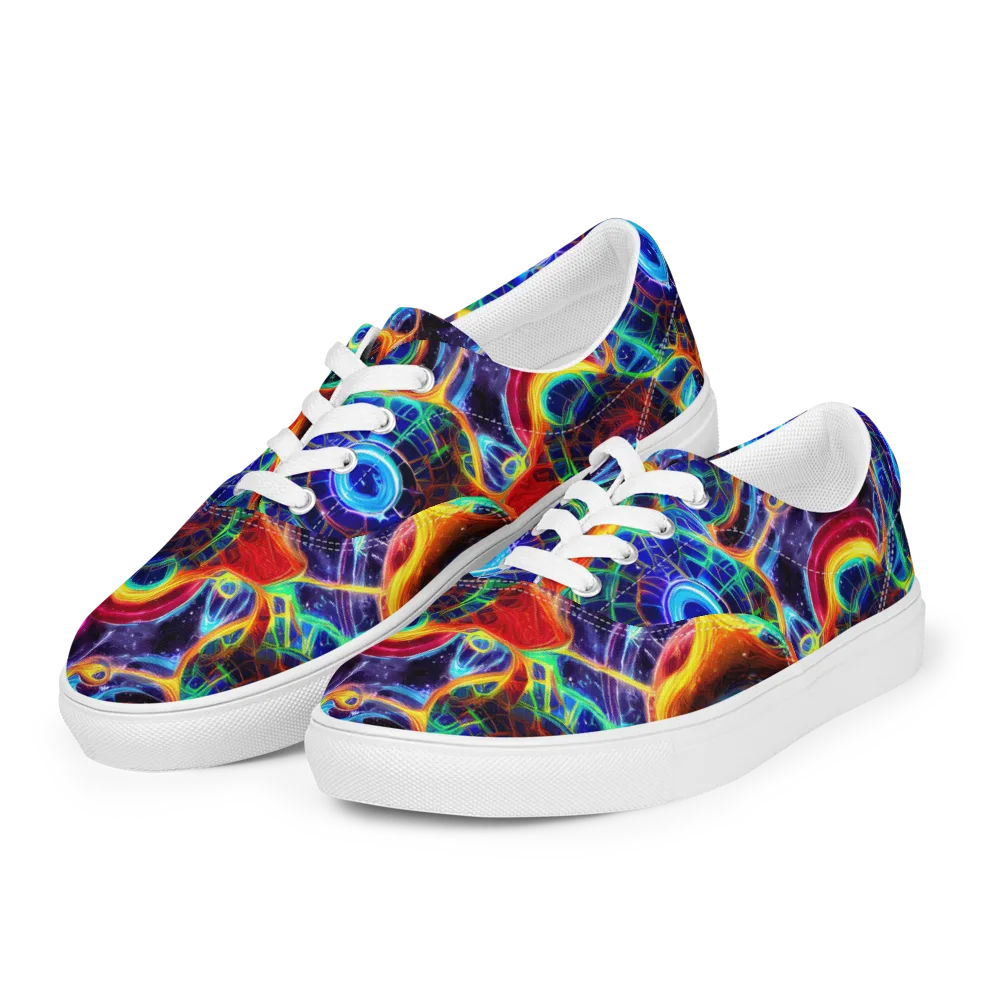 Radiant Cosmos on Men's Lace-Up Canvas Shoes — Left Front