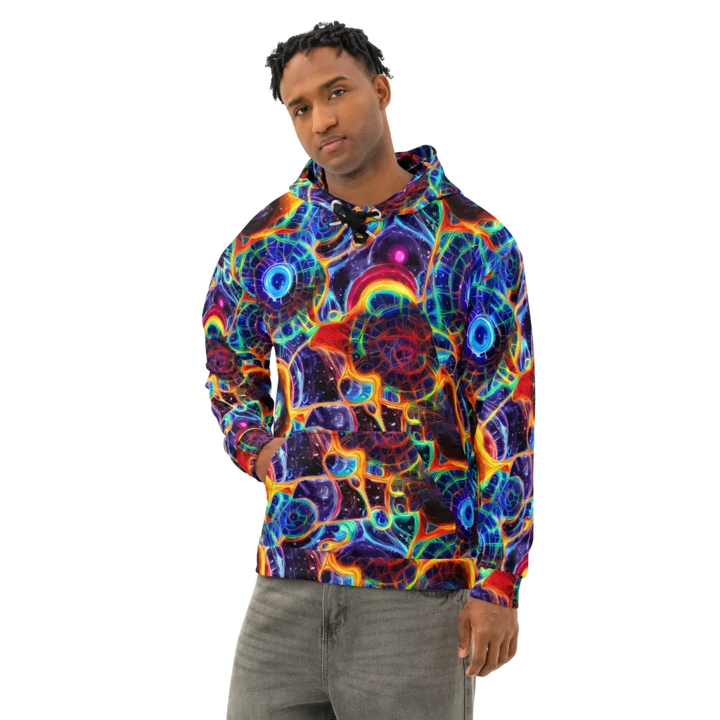 Radiant Cosmos on Cotton Hoodie — Left Front
