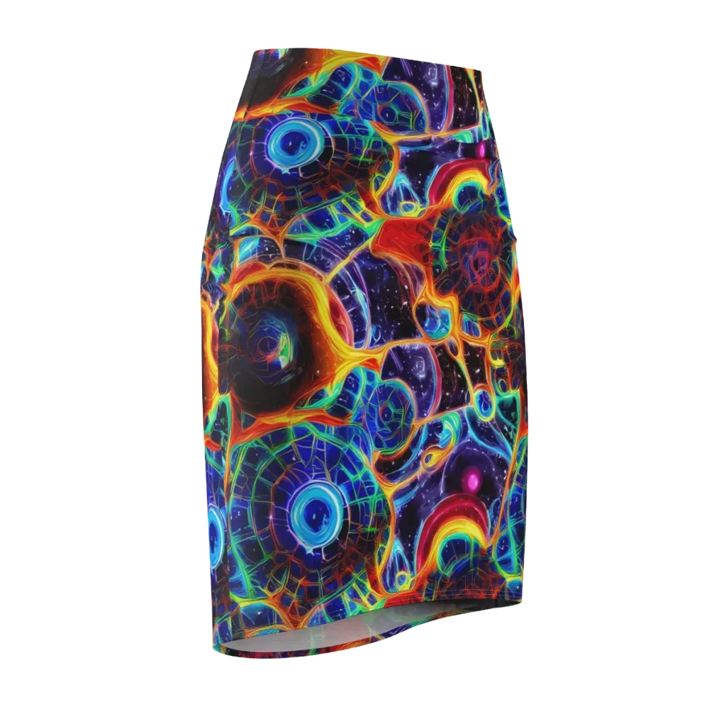 Radiant Cosmos on Pencil Skirt — Front Side