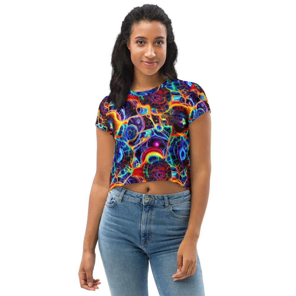 Radiant Cosmos on Crop Tee — Front