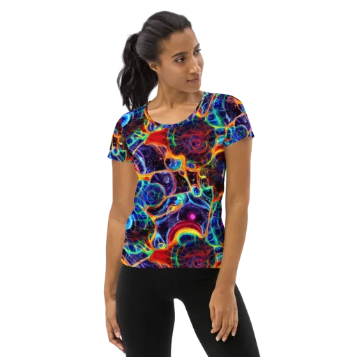 Radiant Cosmos on a Women's Athletic T-Shirt