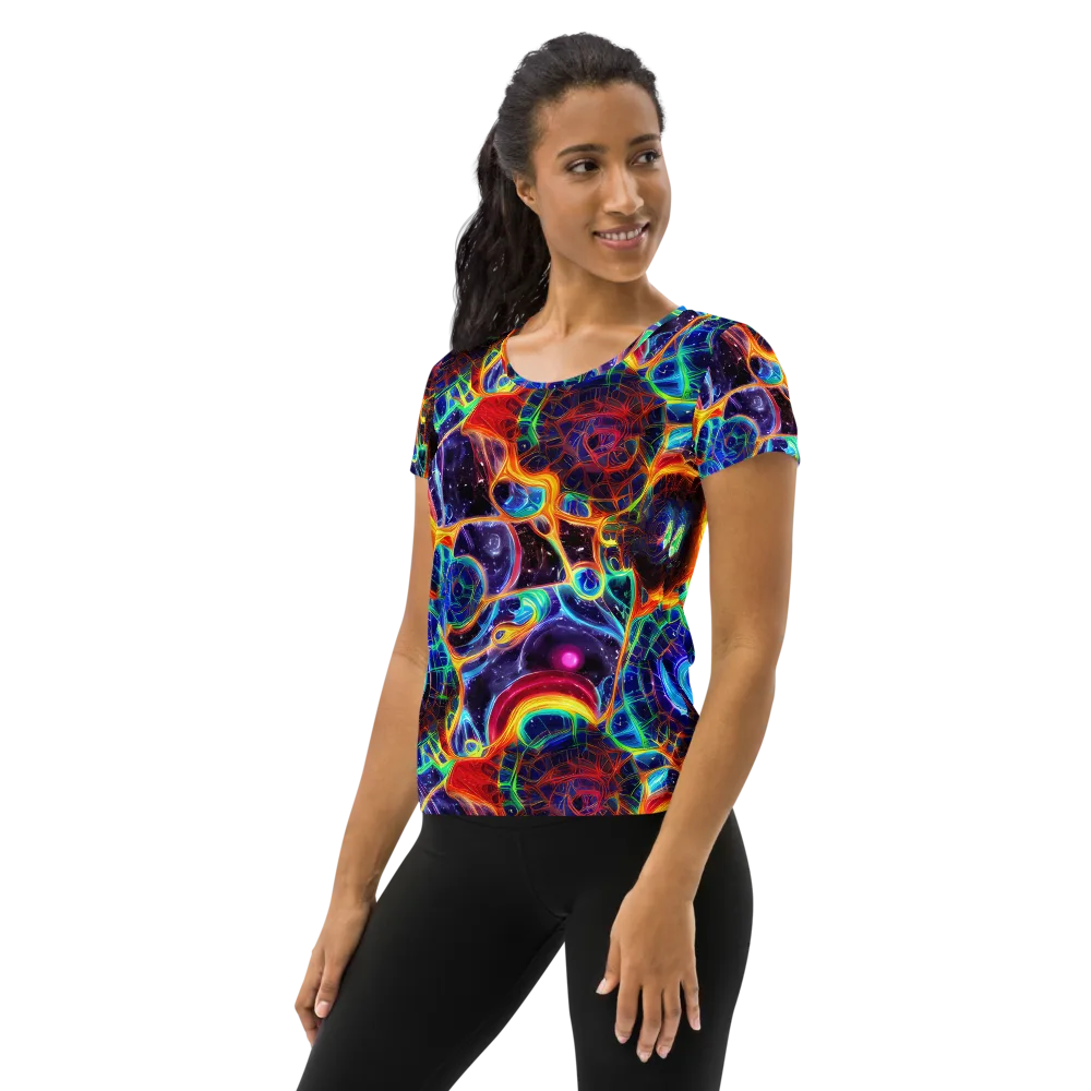 Radiant Cosmos on Women's Athletic T-Shirt — Left