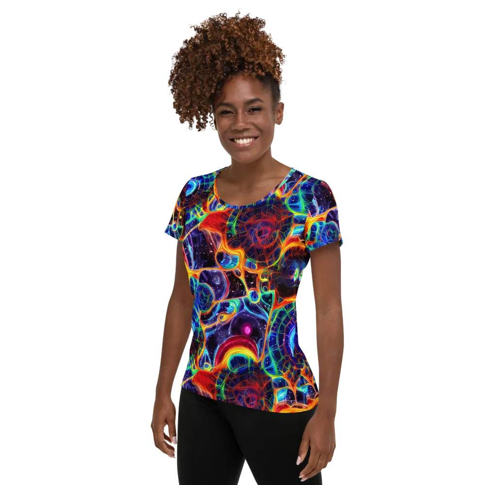 Radiant Cosmos on Women's Athletic T-Shirt — Left