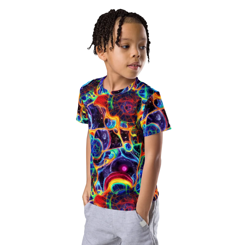 Radiant Cosmos on Kids Crew Neck T-Shirt — Left Front