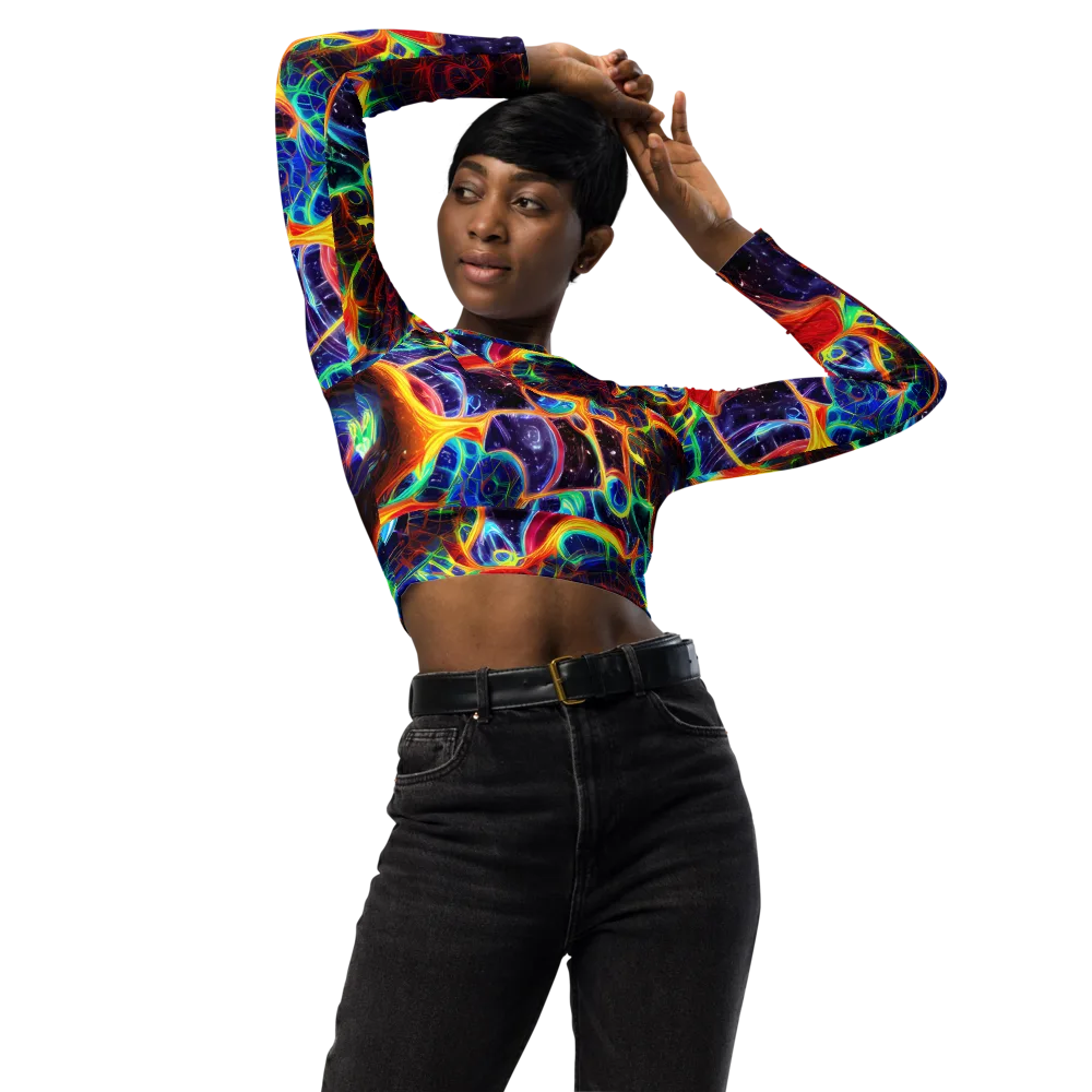 Radiant Cosmos on Long Sleeve Crop Top — Front