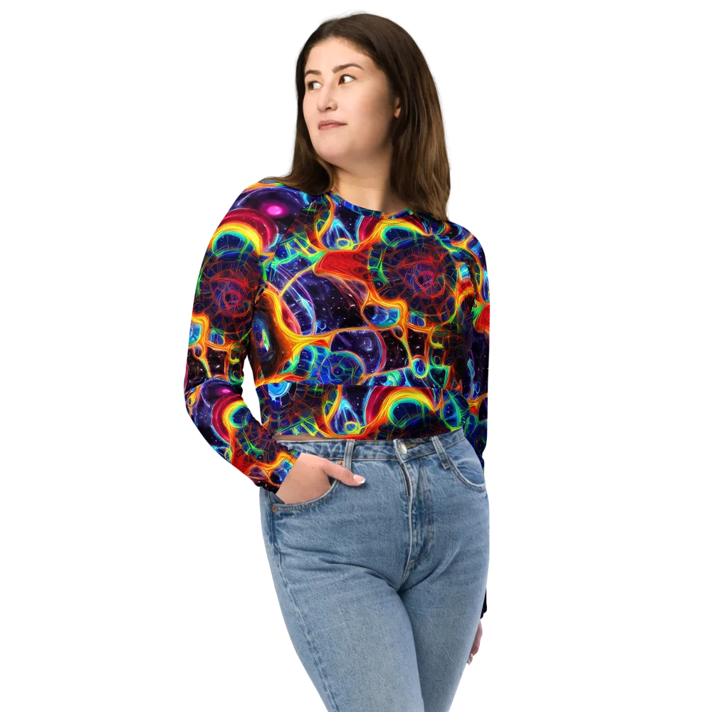Radiant Cosmos on Long Sleeve Crop Top — Front