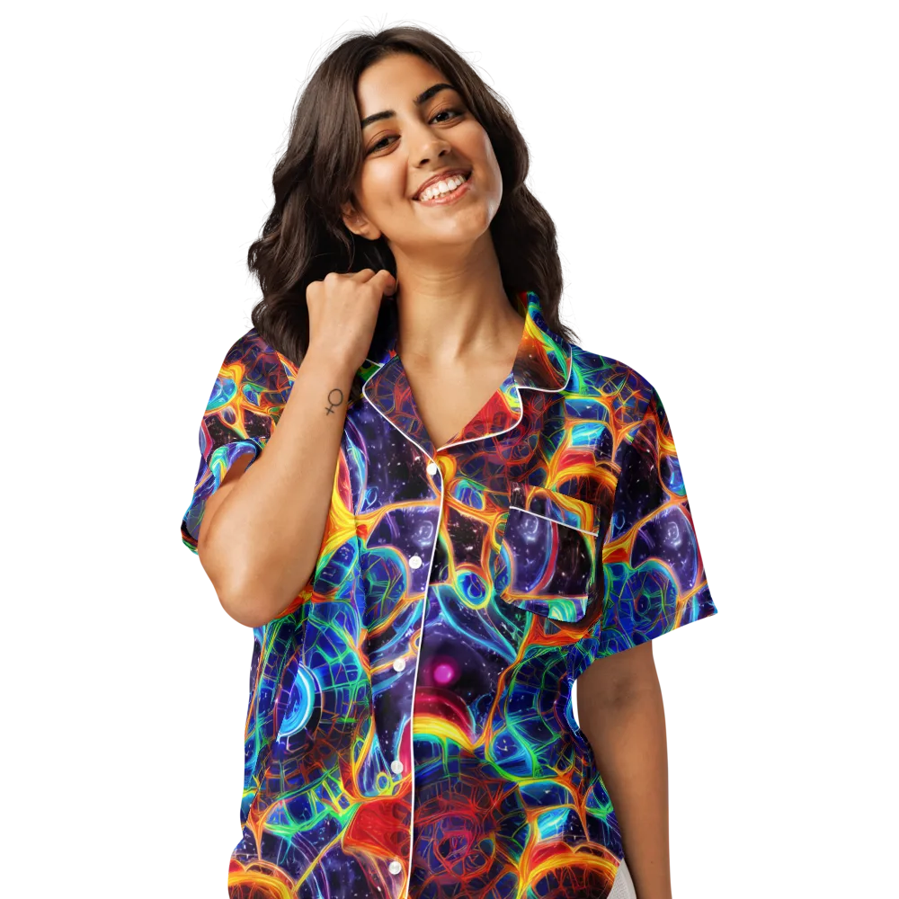 Radiant Cosmos on Women's Short Sleeve Pajama Top — Front