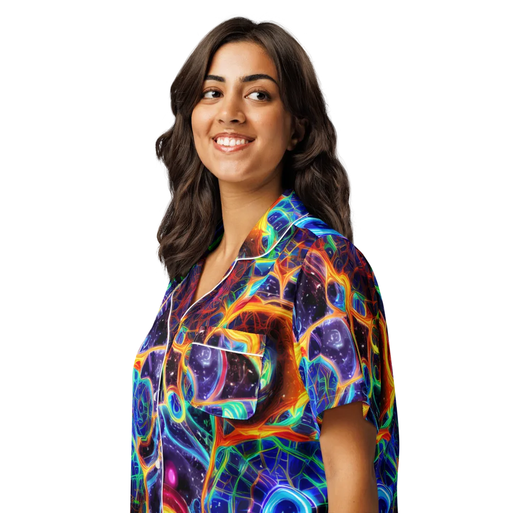 Radiant Cosmos on Women's Short Sleeve Pajama Top — Left Front