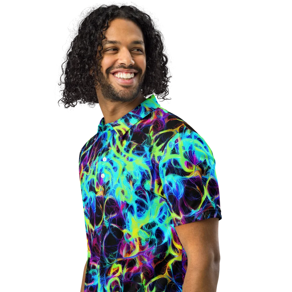 Celestial Tangledown on Men's Slim Fit Polo Shirt — Left Front