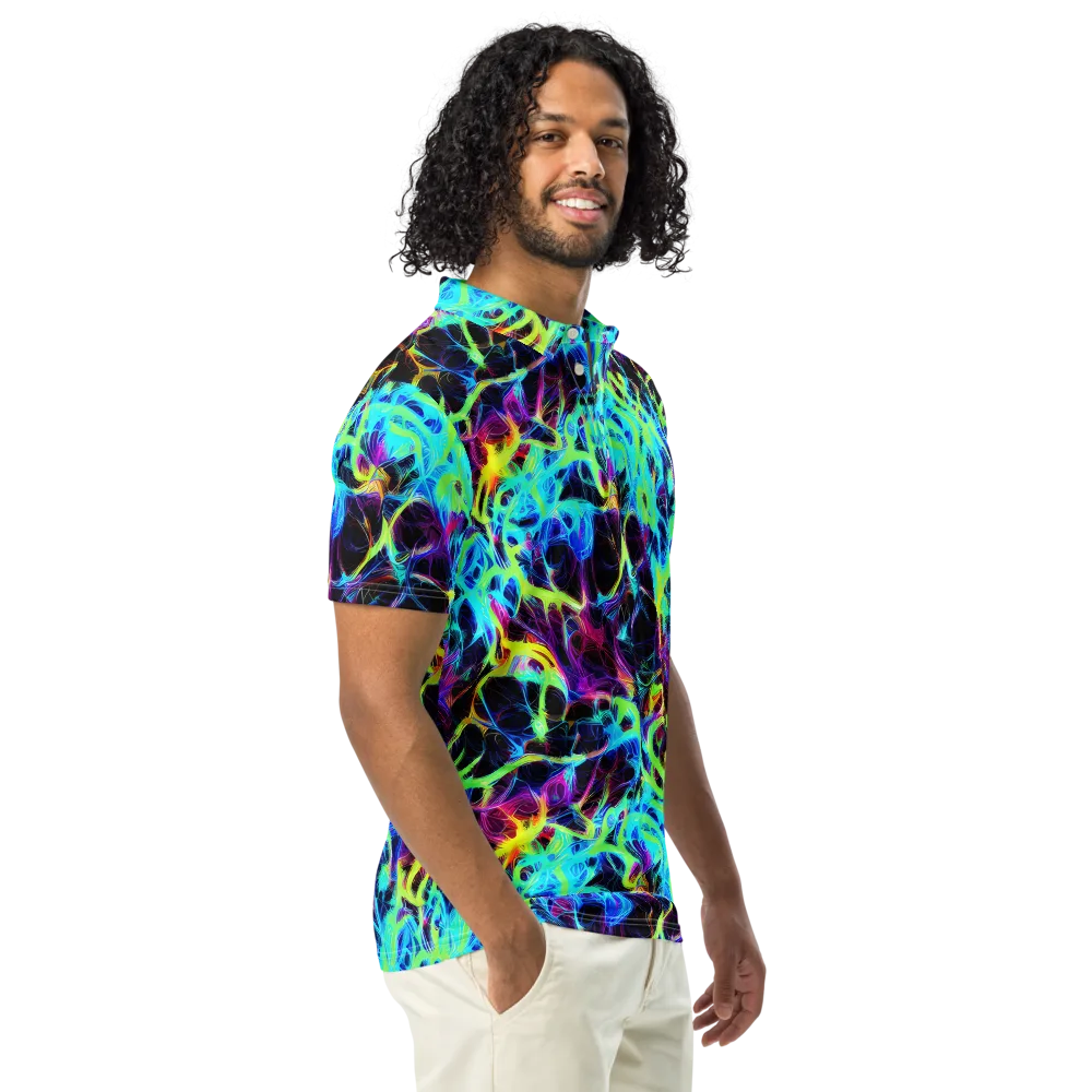 Celestial Tangledown on Men's Slim Fit Polo Shirt — Right Front
