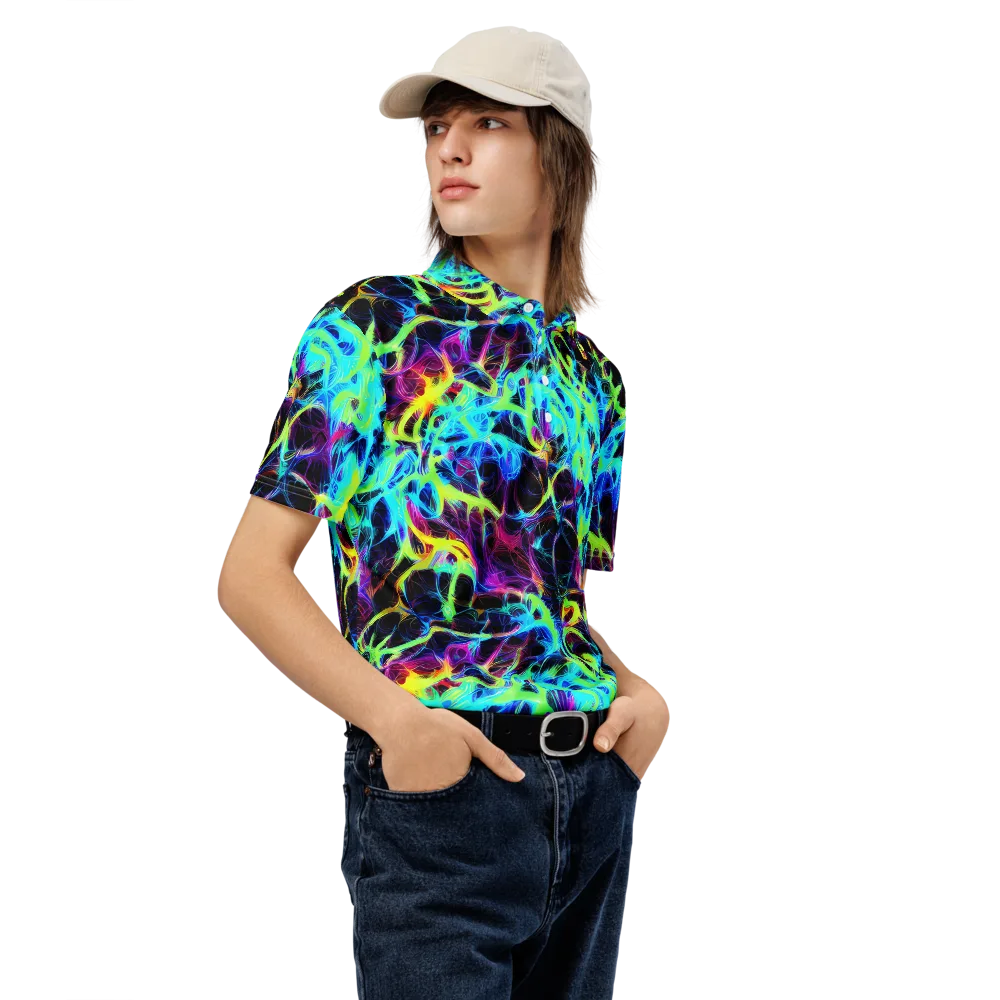 Celestial Tangledown on Men's Slim Fit Polo Shirt — Right Front