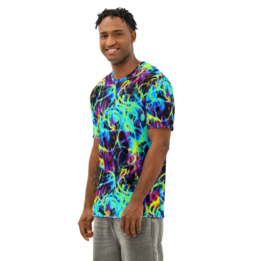 Celestial Tangledown on Men's Cotton Crew Neck T-Shirt — Left Front
