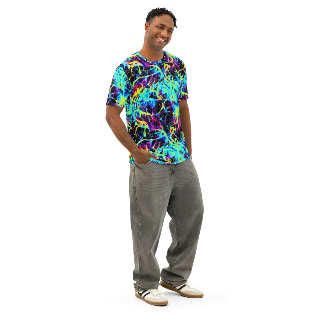 Celestial Tangledown on Men's Cotton Crew Neck T-Shirt — Right Front